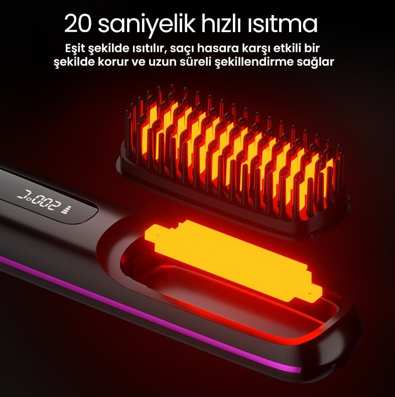 💕 Kablosuz Şarjlı Düzleştirici Saç Tarağı