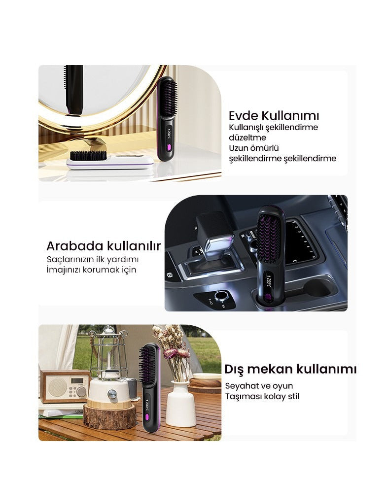 💕 Kablosuz Şarjlı Düzleştirici Saç Tarağı