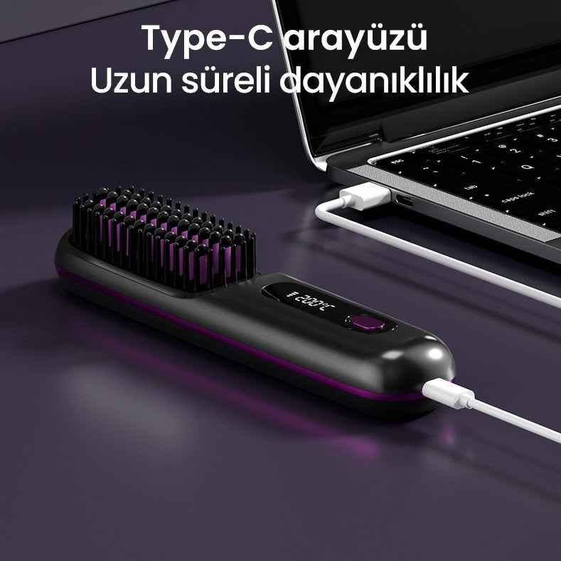 💕 Kablosuz Şarjlı Düzleştirici Saç Tarağı